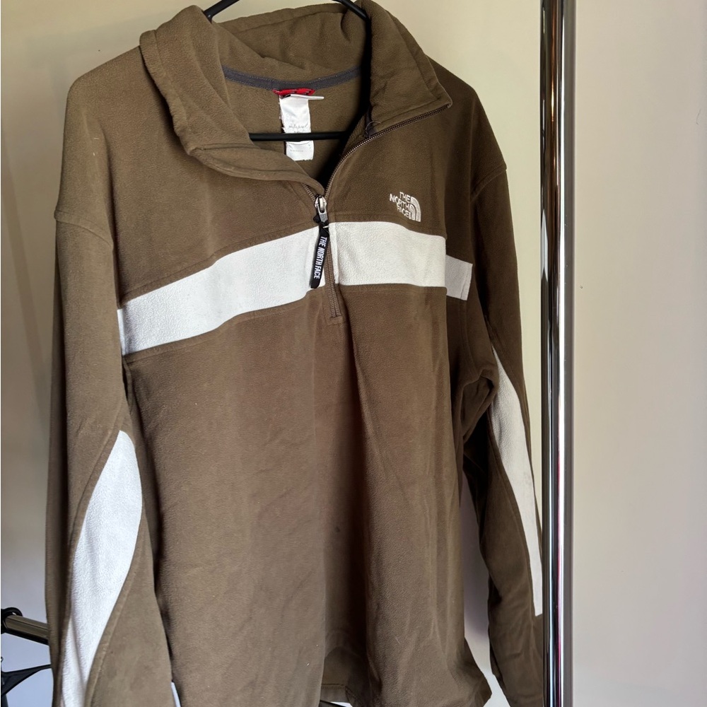 The North Face Tan and White Fleece Jacket